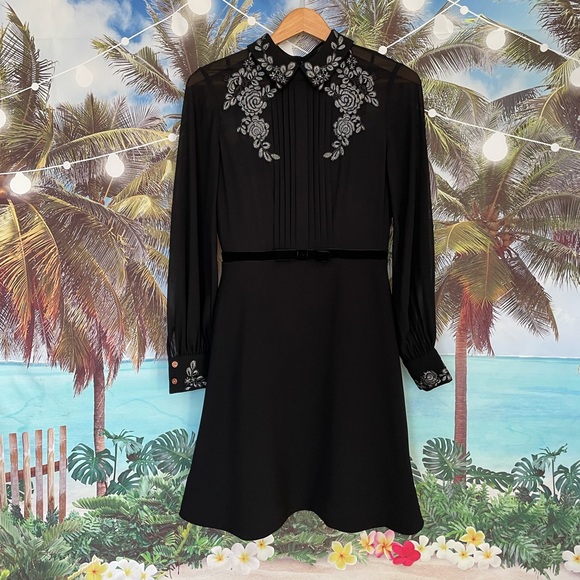 Ted Baker Embroidered Collar Long Sleeve Shirtdress - Picture 9 of 15